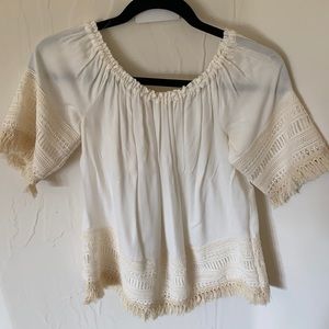 Off the shoulder cream blouse